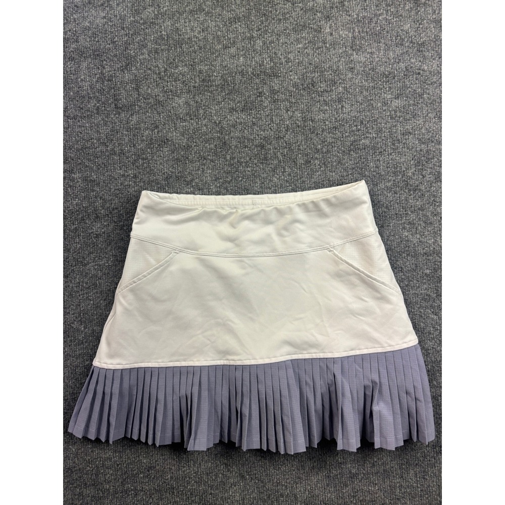 InPhorm Tennis Skort Womens Size S White Purple Pleated Hem Athletic Skirt